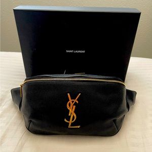 Saint Laurent YSL black leather belt bag